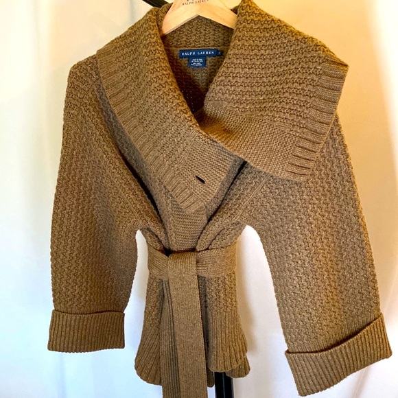 Ralph Lauren Blue Label, Chunky, Light Brown Tie Sweater, Size S - Picture 2 of 12